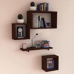 Dime Store Engineered Wood Wall Shelf |Wall Mounted Wall Display Rack Shelves for Living Room Decor (Standard, Elegant Brown)(Glossy)-image-75
