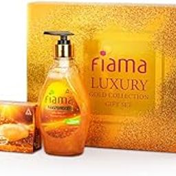 Fiama Gift Set Luxury Gold Collection Pack of 3, Gift Box with Body Wash Shower Gel 250ml, Gel Bar Soap 125g, Hand Wash 400ml, Gifts for Women & Men, Gift Item, Best Birthday, Anniversary Gifts by ITC-21