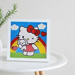 BLiSS HUES 5D Unicorn Diamond Painting Kits for Kids with Wooden Frame Cute Animal Art and Crafts for Kids Ages (6-12) Diamond Painting Frame (Kitty Diamond Art)-image-15
