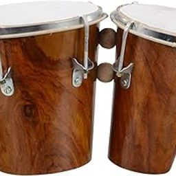 Tramp & Badger 7 inch Size Professional Long Lasting Two Piece Wooden Bongo Drum Set - (Brown)-image-50