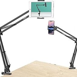 ADZOY Universal Professional 360 Rotation Overhead Suspension Arm Stand with 2 Bracket for 3.5-11.5 inch Mobile Phones and Tabs for Baking,Craft,Calligraphy,Drawing, Broadcasting & Recording-image-87