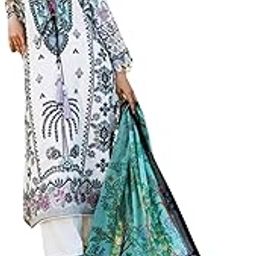 AIAN Floral Print Mehroze Pure Cotton Unstitched Dress Material-image-1
