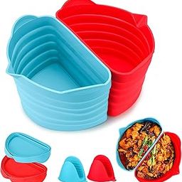 Silicone Slow Cooker Liners, Slow Cooker Divider Liners, Compatible with Crockpot 6 QT Oval Slow Cooker, Easy Cleanup, Reusable & Leak-Proof Dishwasher Safe Slow Cooker Cooking Liner, Red & Blue-picture-16