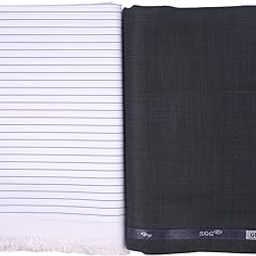 Men's Cotton-Blend Shirt & Poly Viscose Pant Unstitched Executive Fabric Combo Set with Gift Box: Blue Pin Stripe Shirt 2.2 Meters and Pant 1.2 Meters (MFS-STR-46)-image-81