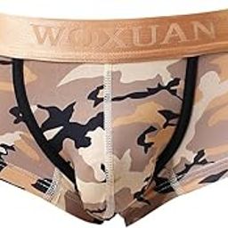 Men Camo Underwear Camouflage Brief Swim Trunks Sport Shorts Yellow L-image-71