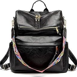 Medium 24L Backpack Purse for Women Convertible Travel Vintage PU Leather Shoulder Backpack1 (USA)-image-32