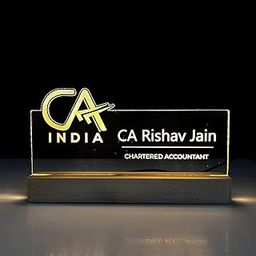 WOWOOD Customized LED Name Plate for Office Desk Table Name Sign Gift For CA Chartered Accountant Aspirants Student Motivational decor Size (10 x 6 inch) (For CA (Chartered Accountant)-26