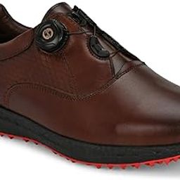 PRO ASE Golf Shoe | Light Weight | Waterproof | Black/Tan Brown/White Brown | Golf Shoe with Button Type LACE UP-image-66
