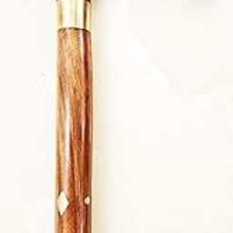 Holyratna Wooden Hand Carved Sheesham Wood Brass Design Folding Walking Stick for men and women-15