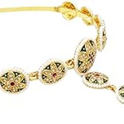 Traditional Ethnic Mathapatti Hair Accessory with Borla for Women, Gold-image-13