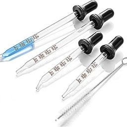 4 Pack 1ml Glass Eye Dropper with Measurement, Glass Medicine Droppers Tool, Long & Short, Bent & Straight Tip Calibrated Pipettes Dropper, Accurate Dose Dropper Measurer for Essential Oils Ear Lab-17