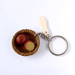 Gulab Jamun pattal Food Miniature Keychains | Best Souvenir Gift 100% Made in India | Keyring For All Ages.-15