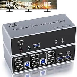 2 Displayport + HDMI KVM Switch Triple Monitor for 2 Computers-28