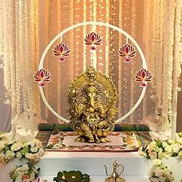 Special You Diwali Decor Items for Home With White PVC Backdrop Stand for Pooja, Lotus Hanging Decoration, Home Decor - 6 Pcs-image-40