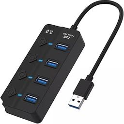COOLCOLD USB Hub, 3.0 for PC, Laptop, 4-Port USB 3.0 Hub with Individual Power Switches and Lights, 0.27m Cable, High Speed Extension for PC, Laptop and More-14
