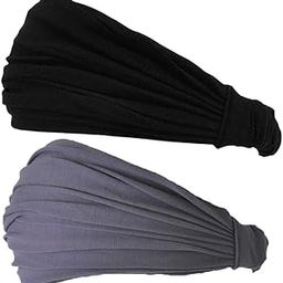 CCHARM Black & Dark Gray 2-Pack Japanese Bandana Headbands for Men and Women ââ‚¬â€œ Comfortable Head Bands with Elastic Secure Snug Fit Ideal Runners Fitness Sports Football Tennis Stylish Lightweight M-image-39