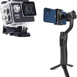 TechKing (COMBO PACK SPECIAL WITH 12 YEARS WARRANTY) Bluetooth D20 SmartWatch with Heart Rate & Blood Pressure Monitor 1080p Sports Waterproof Action Camera, Superior Stabilization, 3-Axis Gimbal Stabilizer for Mirrorless Cameras 360 Degree Movement, 2kg Tested Payload, Axis Locks, Black-image-67