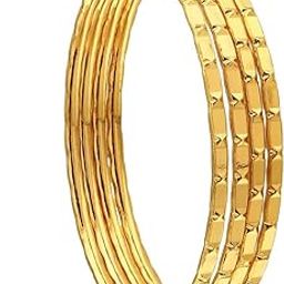 1 Gram Gold Plated Copper Traditional Plain Bangle Set for Women & Girls-image-97