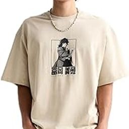 Half Sleeve Oversized Printed T-Shirt for Men, Round Neck Longline Drop Shoulder | Colorful Printed Men t-Shirt-image-82