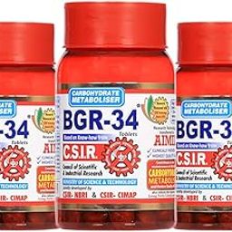 AIMIL BGR Artcollectibles India 300 BGR-Pack of 34 Tablets Natural Herbal Blood Glucose Metaboliser, Research Product of C.S.I.R (3 Packs)-31