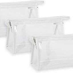 GLUN® Transparent Stationary Pouch with Zipper Closing for Girls & Boys, Organizer for School, Collage, Office, Cute Cosmetic Bag for Women, Multi-Purpose Pouch, White Color, Pack of 3-picture-19