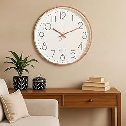Xtore Modern Round Wall Clock with Luxurious Finish (Pack of 1, RG & White)-image-1