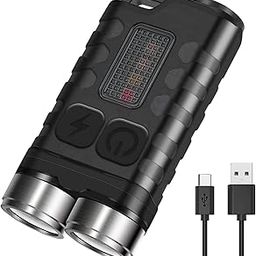 BORUiT Mini Powerful Keychain Flashlight USB-C Rechargeable EDC Flashlight with White Red UV Blue Light,Super Bright 900LM 12 Modes Pocket Flashlight Keychain Light,IP65 Waterproof,Tail Magnet (Black)-image-98