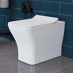 Plantex Platinum Ceramic Commode/Rim Washdown Westen Commode/One Piece Floor Mounted Commode with Soft Close Toilet Seat Cover- S Trap Outlet - (White)-image-50