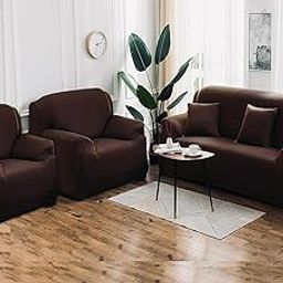 FASSCETE Elastic Sofa Cover 5 Seater Full Set, Spandex Slipcover for Sofas, Modern Plush Super Stretchable | Flexible | Non-Slip (Coffee)-image-46