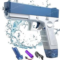 Toyshine Electric Holi Water Pistol Toy Gun Rechargeable With Pressure Mechanism For Range Upto 30 Plus Feet A Powerful Squirt Guns For Kids Pool Beach Party Games And Outdoor Water Fun - Blue-8