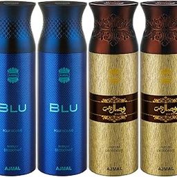 Ajmal 2 Blu & 2 Wisal Dhahab Deodorant Spray- For Men & Women (200 ml, Pack of 4)-5