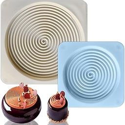 MoldBerry Silicone Big and Small Silicone Spiral Design Chocolate Mold Candy Tart Mousse Cake Cookie Dessert Ice Cream Decoration Disc Diameter - Pack of 2-image-39