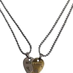 Ublic Store Non-Precious Metal Silver Love Heart Couple Pendant with Chain for Men and Women-image-16