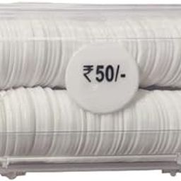 MOREL White Plastic Rupee Round Shape 50 RS Token Coin, Chips for Shop, Restaurants CANTIN, Rummy, Milk-Dairy |Total 100 Coins.-picture-12