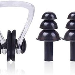 G G E Silicone Swimming (1pcs Nose clip+2pcs Ear plug) With Box Ear Plugs Swimming Earplug Nose Clip Set Kit Sports Swimming Pool Accessories (Color Black) (01)-21