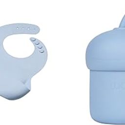 tudd Silicone Baby Bib for Feeding & Weaning Babies & Toddlers | Blue with Mini Sip | Spill-Proof Silicone Straw Cup for Kids | Blue-image-83