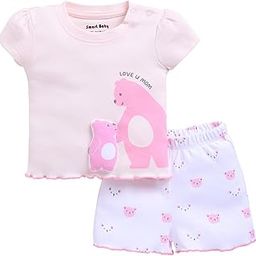 100% Cotton Interlock Fabric T-Shirt and Shorts Set for Baby Girls - Soft, Lightweight, Comfortable (Pack of 1)-image-75