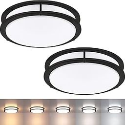 2 Pack 13 Inch Black Ceiling Light Fixture, LED Ceiling Light, Kitchen Bedroom Lighting 2700K/3000K/3500K/4000K/5000K-image-58