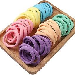 Elastic Ponytail Holder Hair Rubber Bands Cotton Non slip Stretchable Tight Grip Head Ties for Girls/Women, Buns-13