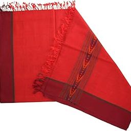 Handwoven Red Kullu Shawl with dark red border – 100% Pure Sheep Wool with Traditional Himalayan Craftsmanship-picture-45