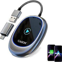 CASON Wireless CarPlay & Android Auto Adapter for Car - Converts Wired CarPlay to Wireless, Quick Connection and Auto Reconnect with USB C/A for Cars from 2016-30