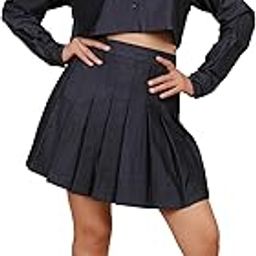 Korean Inspired Pleated Skirt With Shirt Co-ord Set (IN, Alpha, XS, Black)-image-101