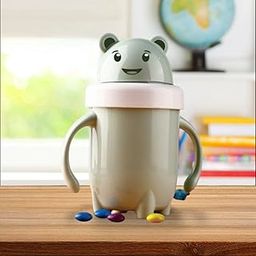 ZMOXY Stainless Steel Milk Sipper Mug for Kids with Soft Silicone Straw and Handle,Anti-Spill Sippy Cup, BPA Free-300ml-Pack of 1 (Multicolor) (Cartoon LID)-14