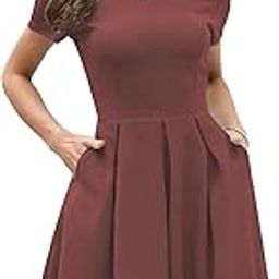 Girl's & Women's Solid Color Solid Slant Pocket Fold Pleated, Women Cocktail Party Vintage Style with Pockets Big Swing Simple Retro Dress (Dress 166)-image-13