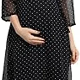moms maternity Women's Georgette Maternity Midi Dress/Polka Print Pregnancy Dress/Polka Easy Breast Feeding Dress/Western Dress with Buttons for Nursing Pre and Post Pregnancy-picture-21
