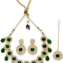 Bewitching Drop Shaped Rani Pink Kundan & Beads Studded Choker Necklace Set For Women-image-21