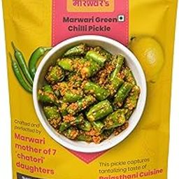 Marwar's - Green Chilli Pickle | Ghar Ka Achar | Rajasthani Homemade - Spicy Pickle | Athana Mirch Pickle | No Preservatives | No Oil | Hari Mirch Aachar | Authentic Green Chilli Pickle… (200g)-image-45