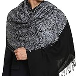 Fine Wool Luxury Stole, Kashmiri Silk Embroidery, Pashmina Feel Shawl Wrap for Men-image-41