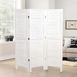 Wooden Room Divider Partition - Foldable Wood Screen Separator for Living Room, Bedroom, Office, Restaurant || Patti Design, White (3 Panel)-picture-27