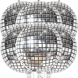 FI - FLICK IN 6pcs Retro Disco Theme Decorations Disco Ball Silver Balloons for Disco Party Décor Silver Party Decorations for 70s 80s 90s Themed (Pack Of 6, Silver)-image-15
